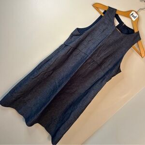 Donna Morgan Linen Cotton Blue Sleeveless Fitted Dress Women's 6 great preworn